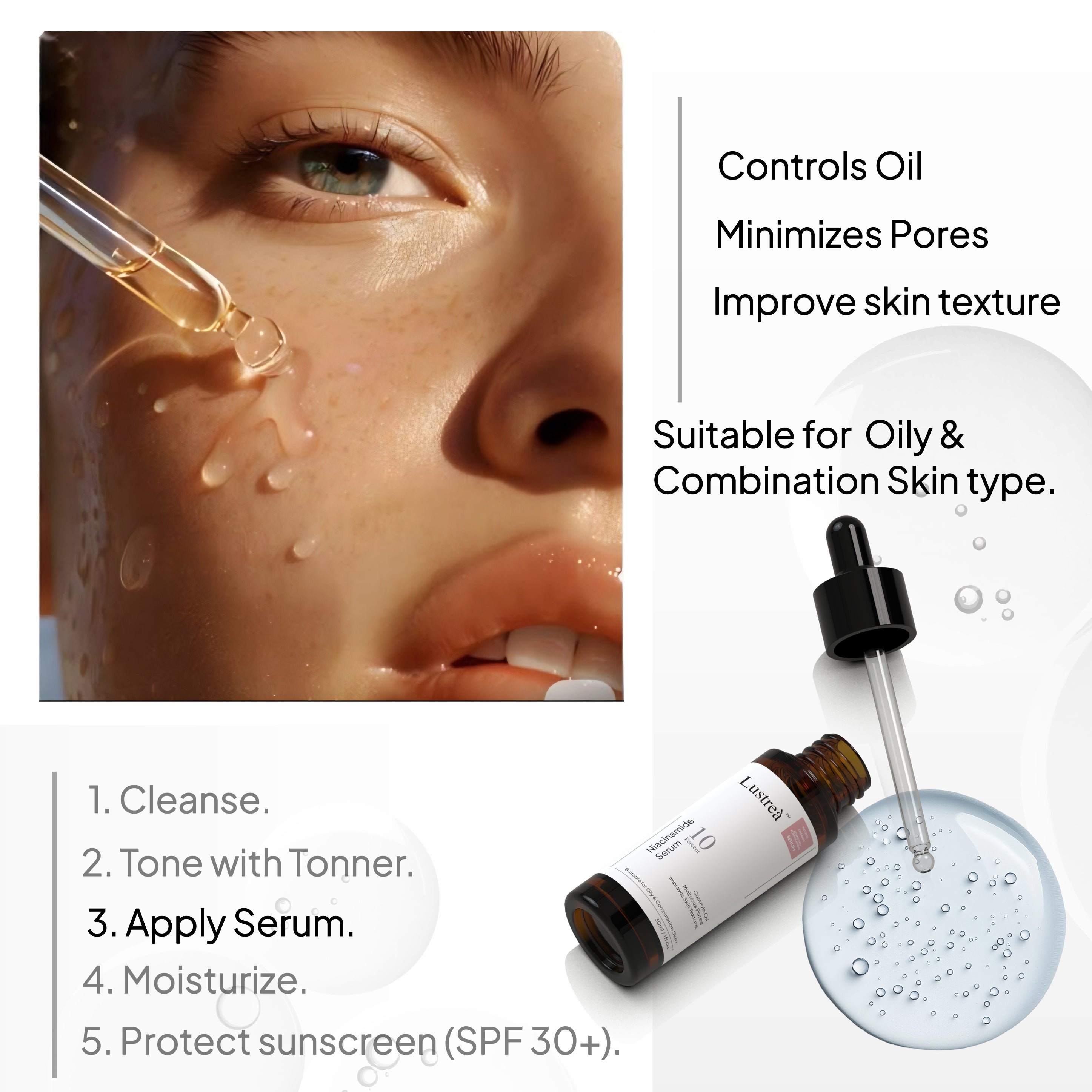 Niacinamide 10% Face Serum | Oil Balance & Smooth Skin | For Oily & Combination Skin Type | 30 ml